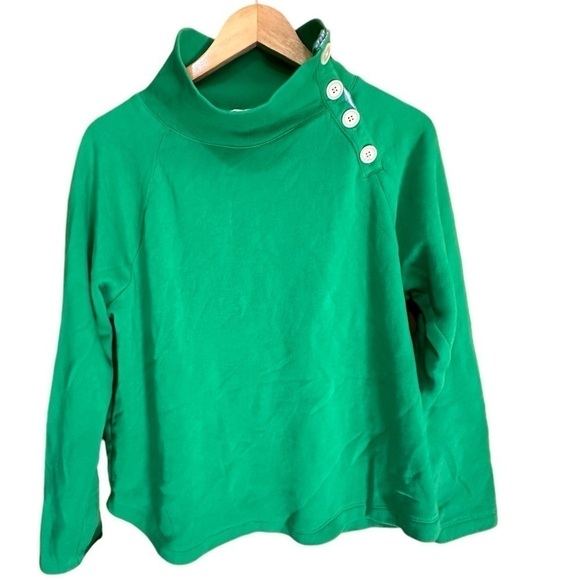 J Crew Wide Button Collar Pullover Sweatshirt Green Large - Picture 5 of 10